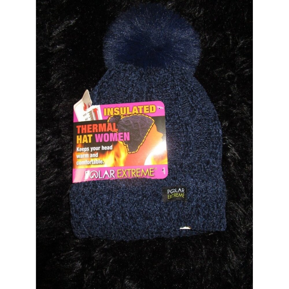 Polar Extreme Women's Thermal Insulated Winter Knit Hat Beanie Navy